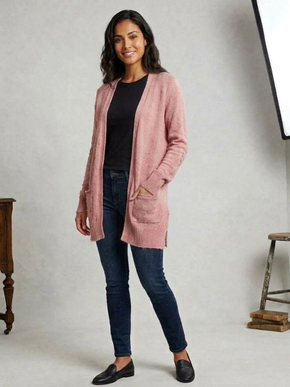Old Navy Pink Open Front Pocket Knit Cardigan Sweater XS